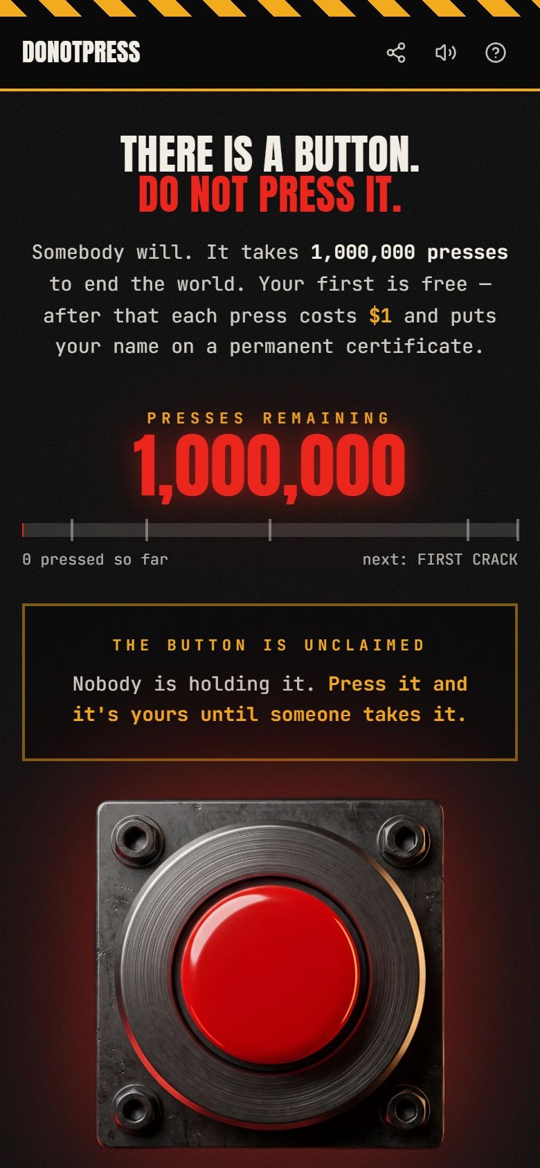 DONOTPRESS on a phone: the counter and the big red button